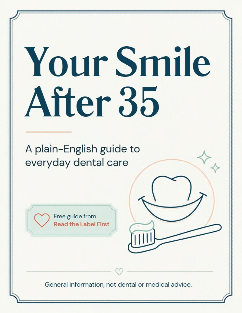 Cover of the guide: Your Smile After 35, a plain-English guide to everyday dental care